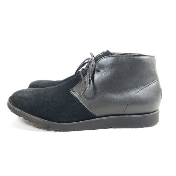 UGG Mens Size 12 Black Leather & Suede Fleece Lined Chukka Boots